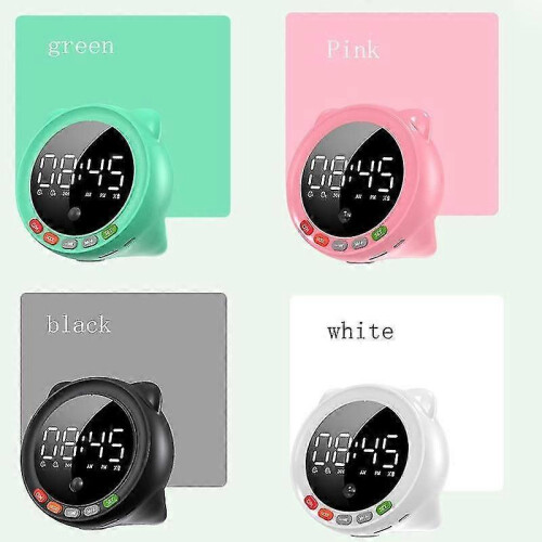 Ff-g60q Cute Bluetooth Speaker Alarm Clock Support Fm / Tf Card Wireless Mini Clock(black) 1