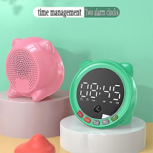 Ff-g60q Cute Bluetooth Speaker Alarm Clock Support Fm / Tf Card Wireless Mini Clock(black) 2