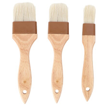3Pcs Wooden Handle Boar Bristle Basting Brush Set for Grilling Baking and Barbecue Sauces