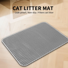 Tapete de dupla camada para caixa de areia de gato, tapete coletor de areia em formato de colmeia com base impermeável, antiderrapante e lav