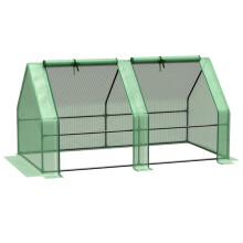 Mini Walkin Greenhouse with Steel Frame and RollUp Zippered Doors for YearRound Gardening, Green