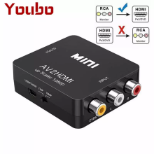 YOUBO Conversor de Vídeo e Áudio AV RCA para HDMI 1080P Mini Composto CVBS AV2HDMI com Porta USB