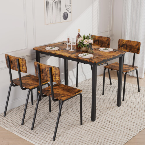 Dining Table Set for 4, Small Modern Kitchen Table and Chairs, SpaceSaving Design for Apartments 1