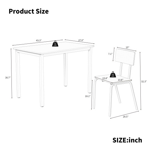 Dining Table Set for 4, Small Modern Kitchen Table and Chairs, SpaceSaving Design for Apartments 2