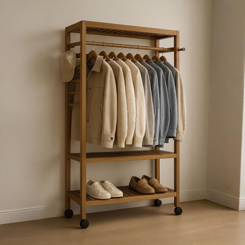 Bamboo 4-in-1 Open Wardrobe with Shoe Rack 1
