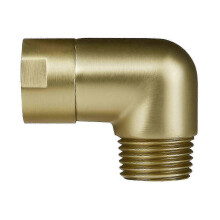Brushed Gold Solid Brass Shower Head Adapter, 90 Adjustable Shower Arm Extension, Leak Fitc