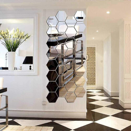 Mirror Flexible Non-glass Mirror Plastic Mirror Self-adhesive Tile Mirror Wall Paste 24 Pieces 1