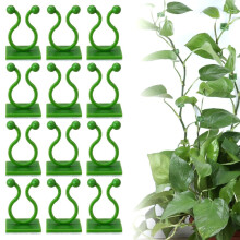 100 PCS Plant Climbing Clips SelfAdhesive Invisible Vine Support Hooks with Green Leaf Simulation for Garden Wall Fixing (Green, L)