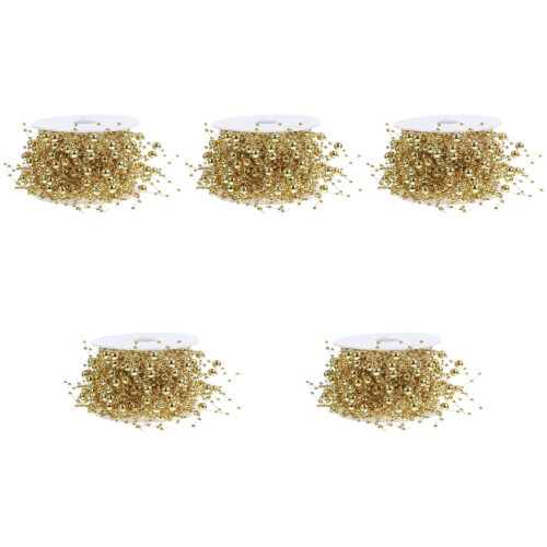 5Rolls Long Golden Artificial Pearl Strings for Vase and Party Decor 1