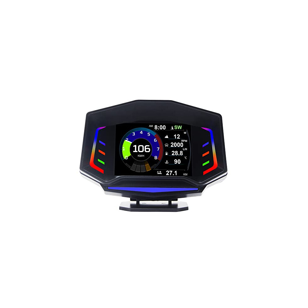 Car Hud Display Obd2 Gps Speedometer 3In1 Vehicle Monitor With Rpm Compass Inclinometer And Overspeed Alerts 9351714712811