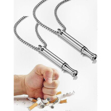 (2pcs Silver) 2 Pack Stop Smoking Breathing Necklace for Anxiety Relief, Vape Alternative & Breathing Exercises Aid, Christmas Gift for Smokers
