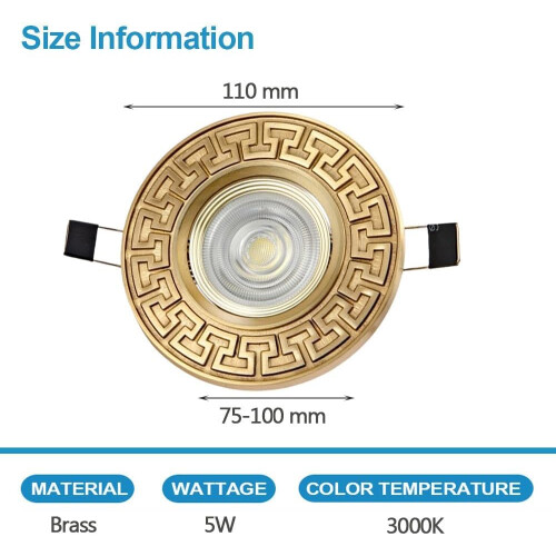 Ultra Thin LED Recessed Downlight, Brushed Brass Ceiling Light Fixture with No Flicker, Energy Efficient 1
