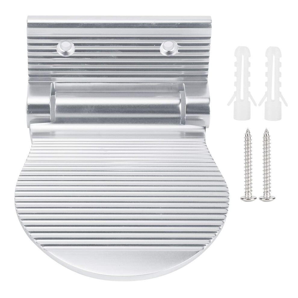 Wall Mounted Foot Rest Foldable Non Slip Aluminum Foot Pedal for Bathroom Hallway Entryway Silver