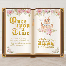Princess Birthday Backdrop Fairytale Storybook Banner Once Upon a Time Party Decoration for Girls