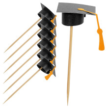 Graduation Cupcake Toppers 7pcs Set Doctor Hat Design for 2024 Graduation Party Cake Decorations