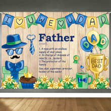 Father's Day Backdrop 5x3ft with Vibrant Printing Durable Polyester for Dad Party Banner and Photo Background