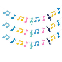 Colorful Music Notes Party Decoration Banner, Reusable Felt Garland for Rock and Roll Birthday Wedding