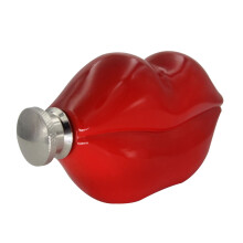 Upominki urodzinowe, piersiówka Red Lip Hip Flask z whisky i winem w pudełku prezentowym
