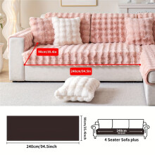 (Pink, 35.4"*94.5"/90*240cm) A Faux Rabbit Plush Sofa Cushion Cover for Pets, Thick And Warm for Winter, Non-Slip Protective Cover for