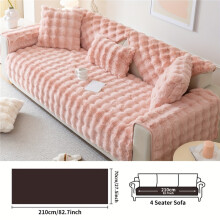 (Pink, 27.6"*82.7"/70*210cm) A Faux Rabbit Plush Sofa Cushion Cover for Pets, Thick And Warm for Winter, Non-Slip Protective Cover for