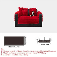 (Red, 27.6"*82.7"/70*210cm) A Faux Rabbit Plush Sofa Cushion Cover for Pets, Thick And Warm for Winter, Non-Slip Protective Cover for
