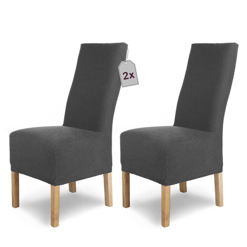 Stolsöverdrag Stretchig Antracit Flanell Set om 2