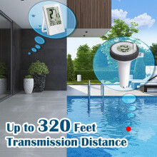Termómetro flotante digital inalámbrico para piscinas con resistencia al agua IPX8, monitor de temperatura exterior/interior de fácil lectur