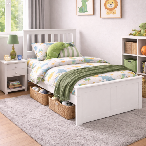 Bedmaster Rio White Wooden Kids Bed Single