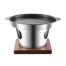 Mini Tabletop Grill Japanese Alcohol Stove BBQ with Wooden Base, LowSmoke Compact Design for Home and Camping