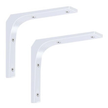 2 PCS Heavy Duty L Shaped Steel Shelf Brackets 50lb Capacity Wall Mounted Floating Shelf Support White 12x10in