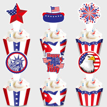36 Pcs 4th of July Cupcake Toppers and Wrappers Set Patriotic Party Design for Independence Day Dessert Decor