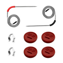 2Pack Meat Probe Thermometer Kit Compatible with iGrill and Weber Grills, Accurate BBQ Temperature Probe with Clips and Red Grommets