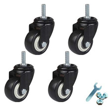 Heavy Duty M12 Threaded Stem Swivel Casters Set of 4, Non‑Marking Polyurethane Wheels, 360 Rotation
