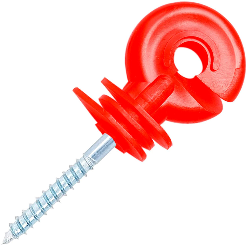 50 Pack Screwin Electric Fence Insulators For Wooden Posts, Red, Secure Hold, Durable Performance 9351714706445