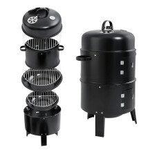 32 Inch Charcoal Smoker Grill 3IN1 BBQ Cooker with Vertical Design for Outdoor Authentic Flavor