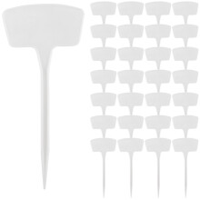 100 Pack Waterproof TType Plastic Plant Labels for Outdoor Gardens, Reusable Large White Markers