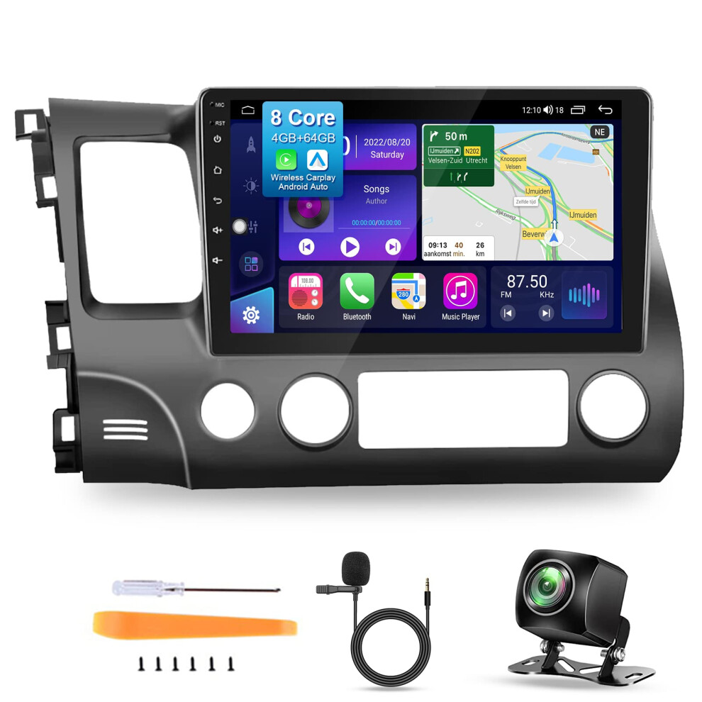 Android Car Stereo For Honda Civic 20062011, 10.1' Touchscreen Head Unit With Wireless Carplay, Android Auto, Gps, Dsp, 8ÂCore 4G 64G 9351714716369