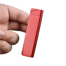 Refillable Butane Torch Lighter with Windproof Jet Flame, Durable Metal Green Flame for Outdoor Camping Red