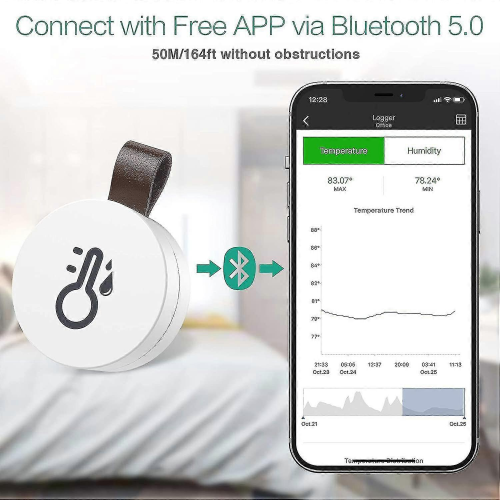 Wireless Thermometer Hygrometer, Oria Mini Bluetooth 5.0 Humidity Temperature Sensor With Data Export And Alerts 1
