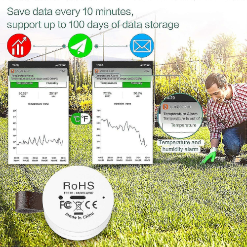 Wireless Thermometer Hygrometer, Oria Mini Bluetooth 5.0 Humidity Temperature Sensor With Data Export And Alerts 2