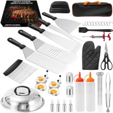 45Piece Griddle Accessories Kit for Blackstone, Commercial Flat Grill Tools Set with Thickened Enlarged Spatulas and Easy Cleanup Scraper
