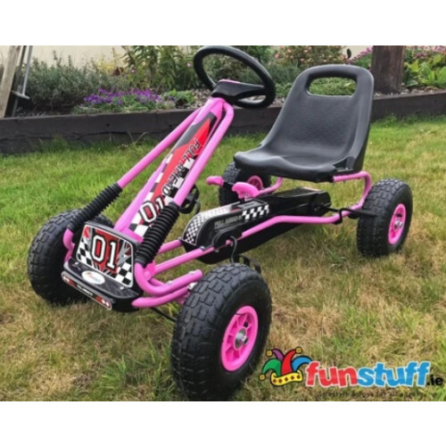 Zoom Rubber Wheel Go Kart Pink