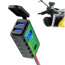 Motorcycle USB Charger Dual Port TypeC Fast Charging 12V‑24V Waterproof Voltmeter for Suzuki V125SS