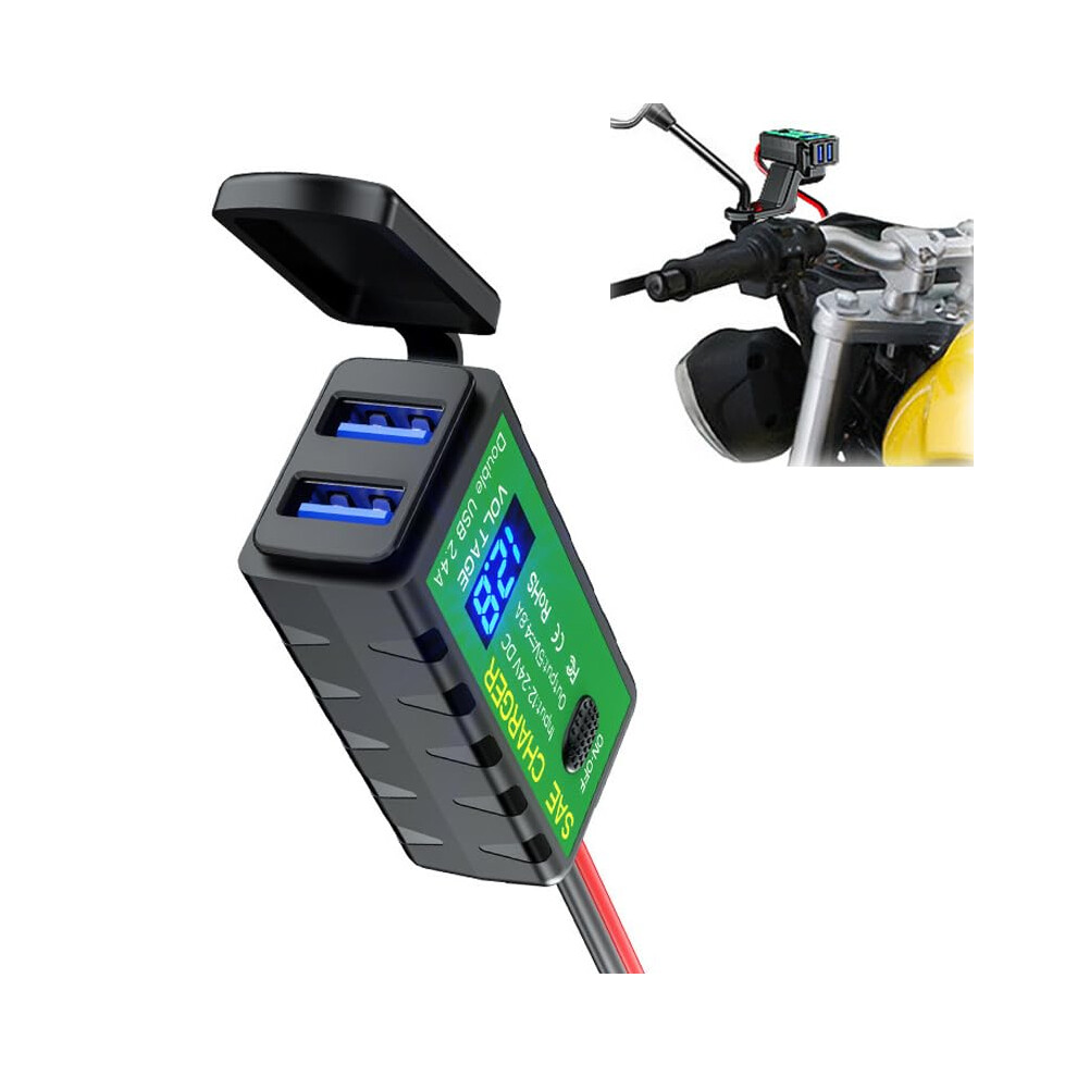 Motorcycle Usb Phone Charger For Suzuki Katana 50Â1100, 12Vâ24V Dual Usb C Fast Charge With Voltmeter, Waterproof Sae Mount 9045646524375
