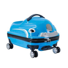 2 in 1 Kids Ride On Suitcase with Scooter, Durable Alloy Frame, Large Capacity and 360 Wheels, Blue