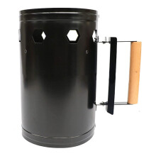 Charcoal Chimney Starter with Wooden Handle for Fast Ignition, BBQ and Fireplace Charcoal Starter Set