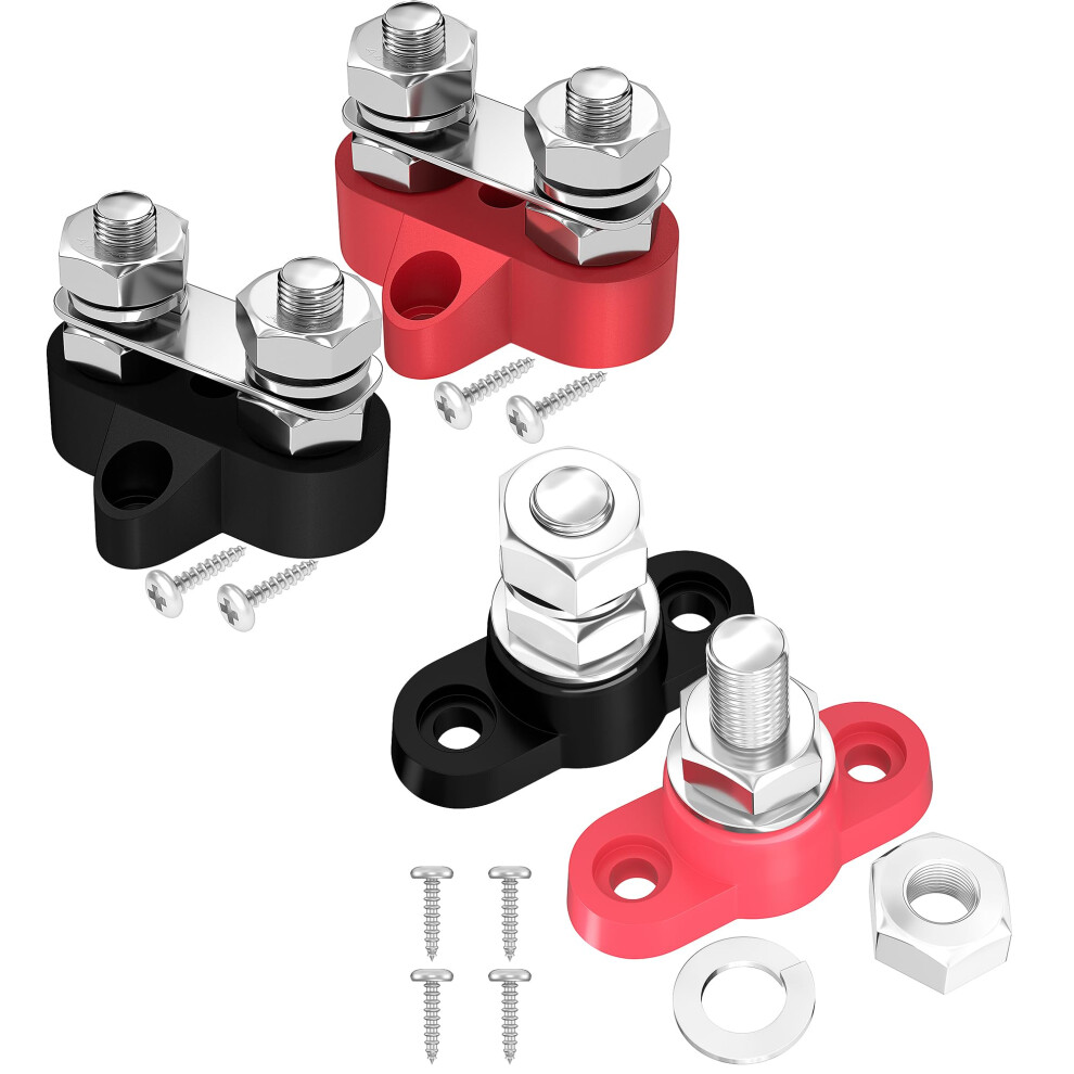 12V Marine Battery Bus Bar 250A Dual Positive Negative Power Distribution Block With Corrosion Resistant Studs 9045646507934