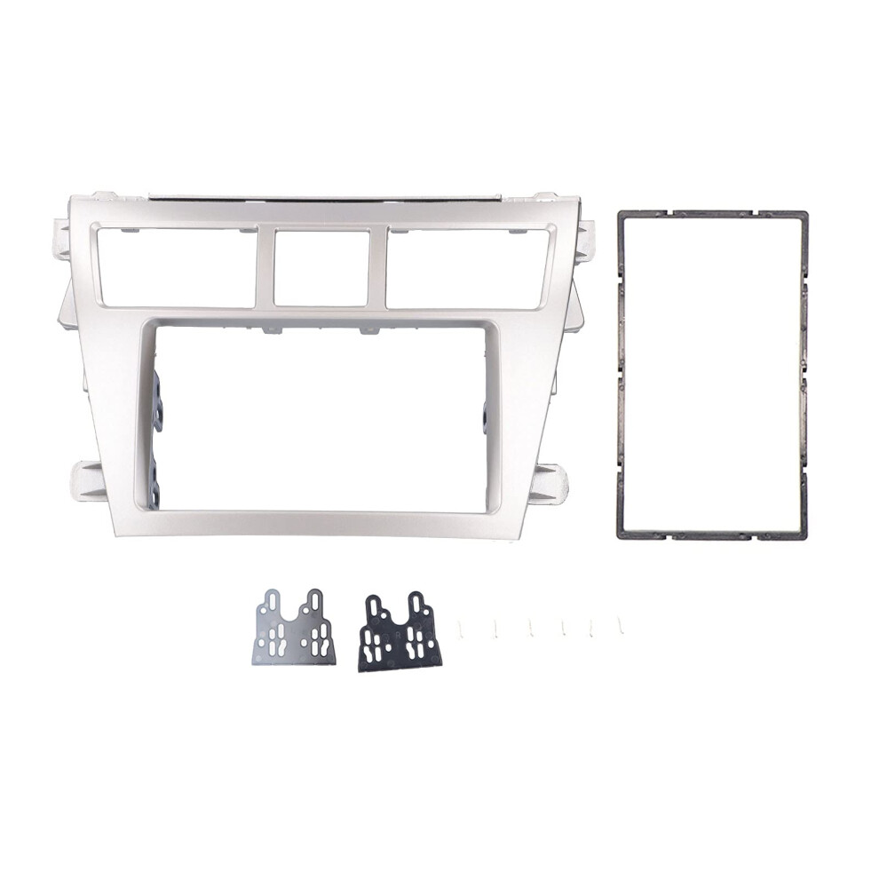 Double Din Car Stereo Dash Kit Abs Fascia Frame For Toyota Belta 2005Â2008 Sedan 2007Â2012 Silver 9351714717540