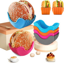 Retractable Burger Holder Set 4 Pack, Mess Reusable Hamburger Holder for BBQ and Grilling