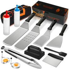 Griddle Accessories Set for Blackstone and Camp Chef, 14Piece Flat  Grill Tools with Enlarged Spatulas and HeavyDuty Scraper